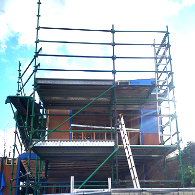 scaffolding to access upper level